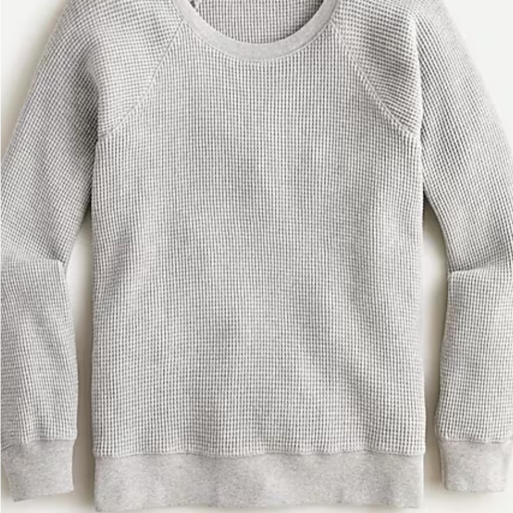 J. Crew Waffle Crewneck Sweatshirt in Grey